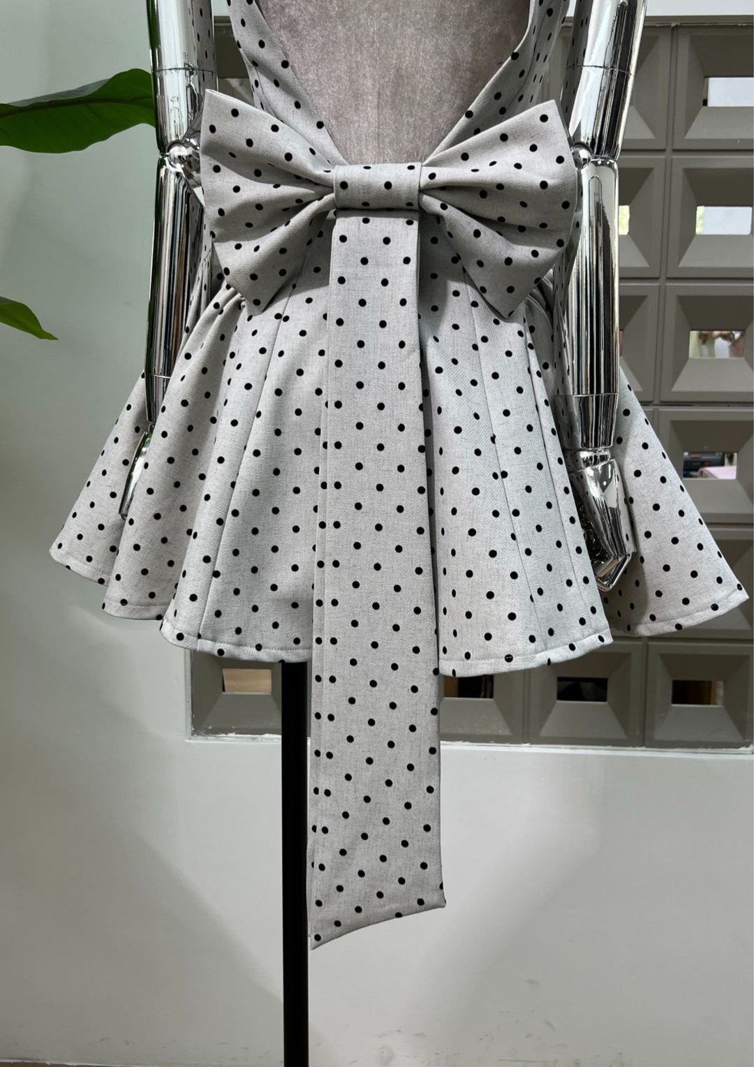 Monroe Bow Back Polka Mini Dress