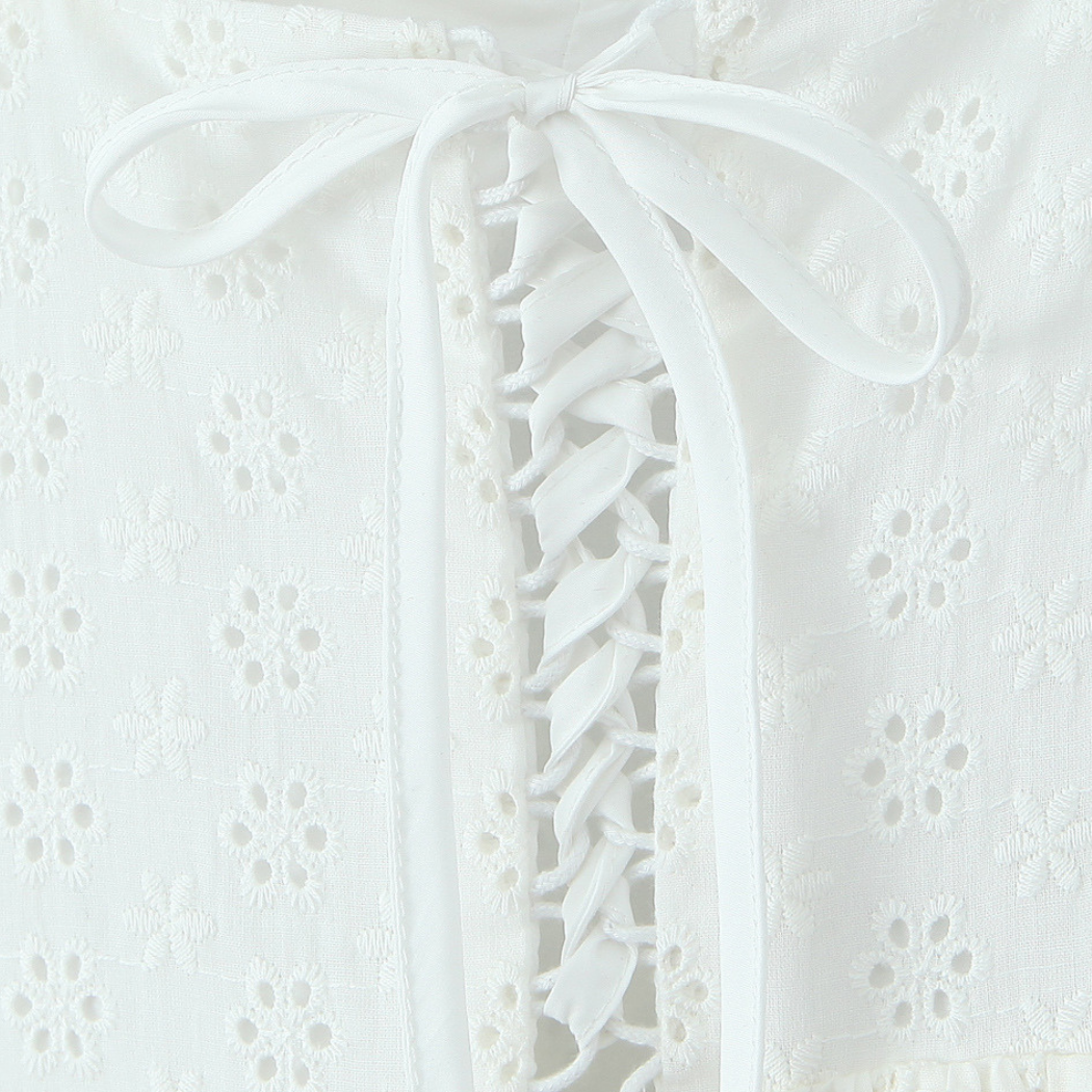 White Floral Bow Mini Dress