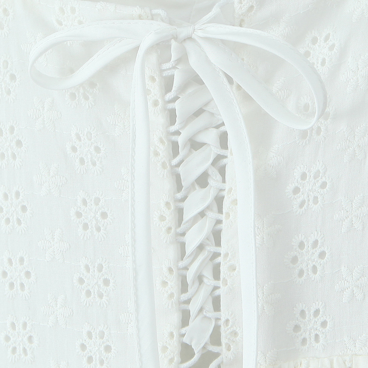 White Floral Bow Mini Dress