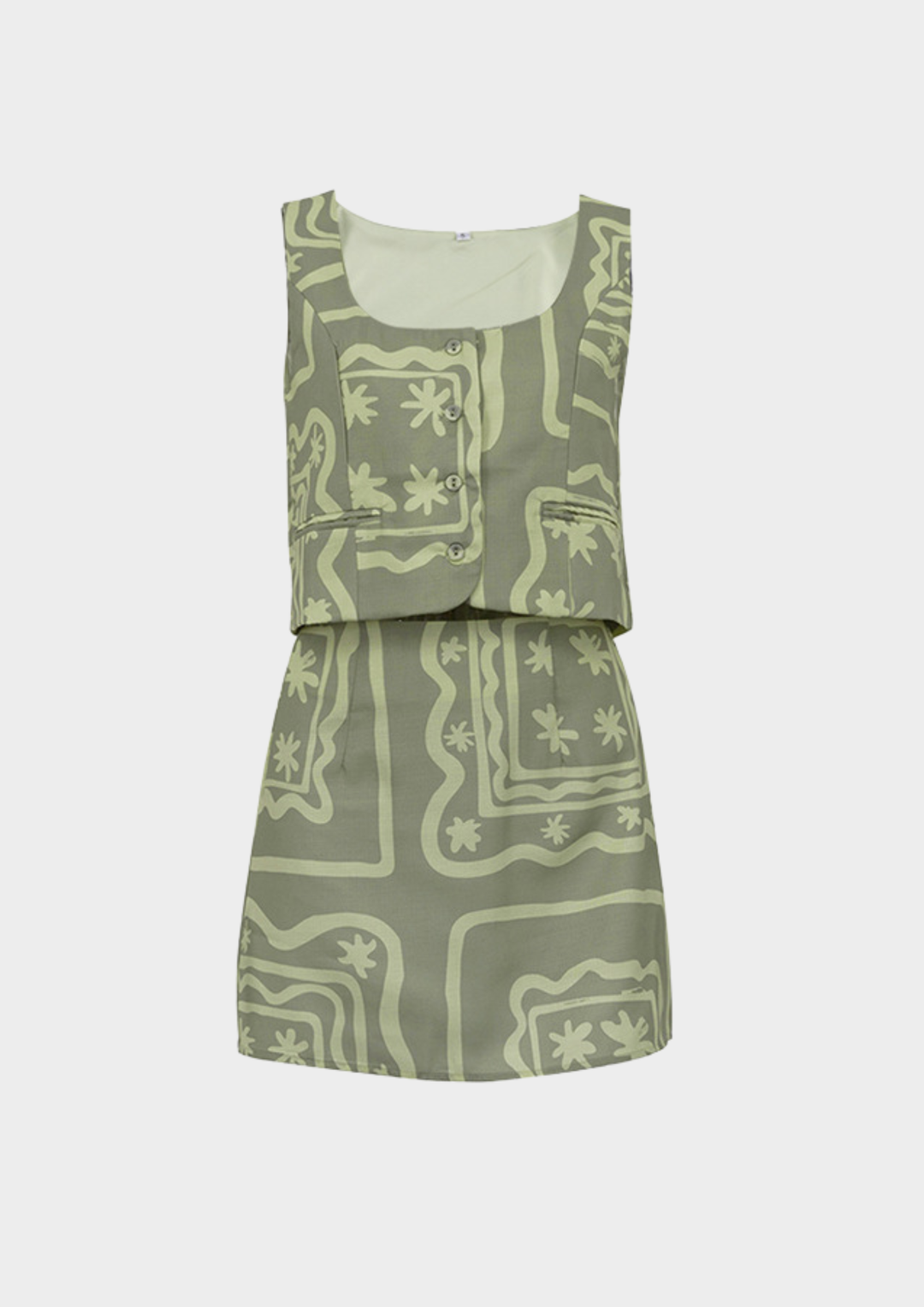 Sage Escape Vest &amp; Mini Skirt Set