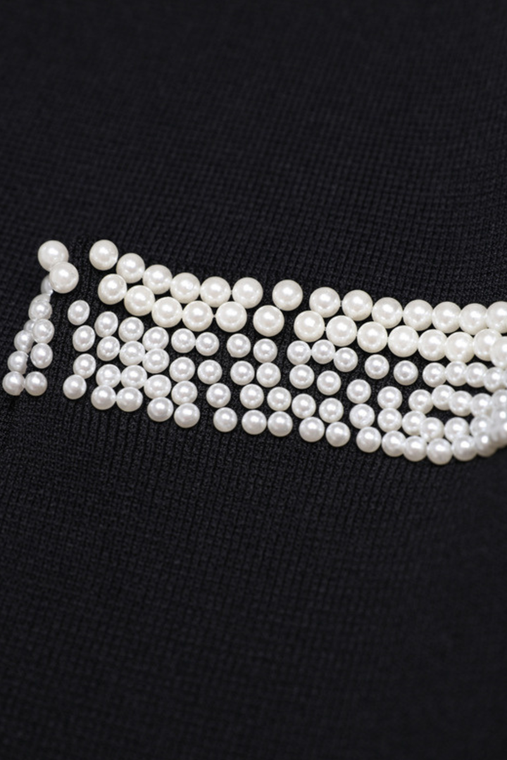 Pearl Trim Knit Jacket Top