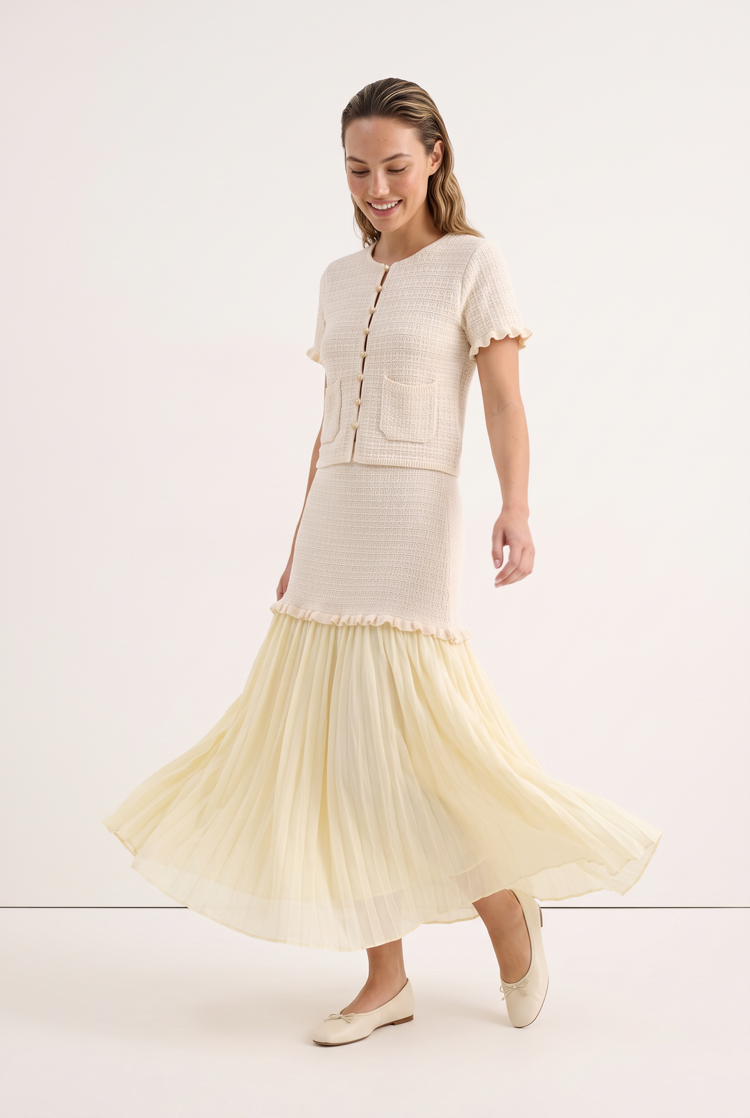 Knit Cardigan &amp; Maxi Skirt Set