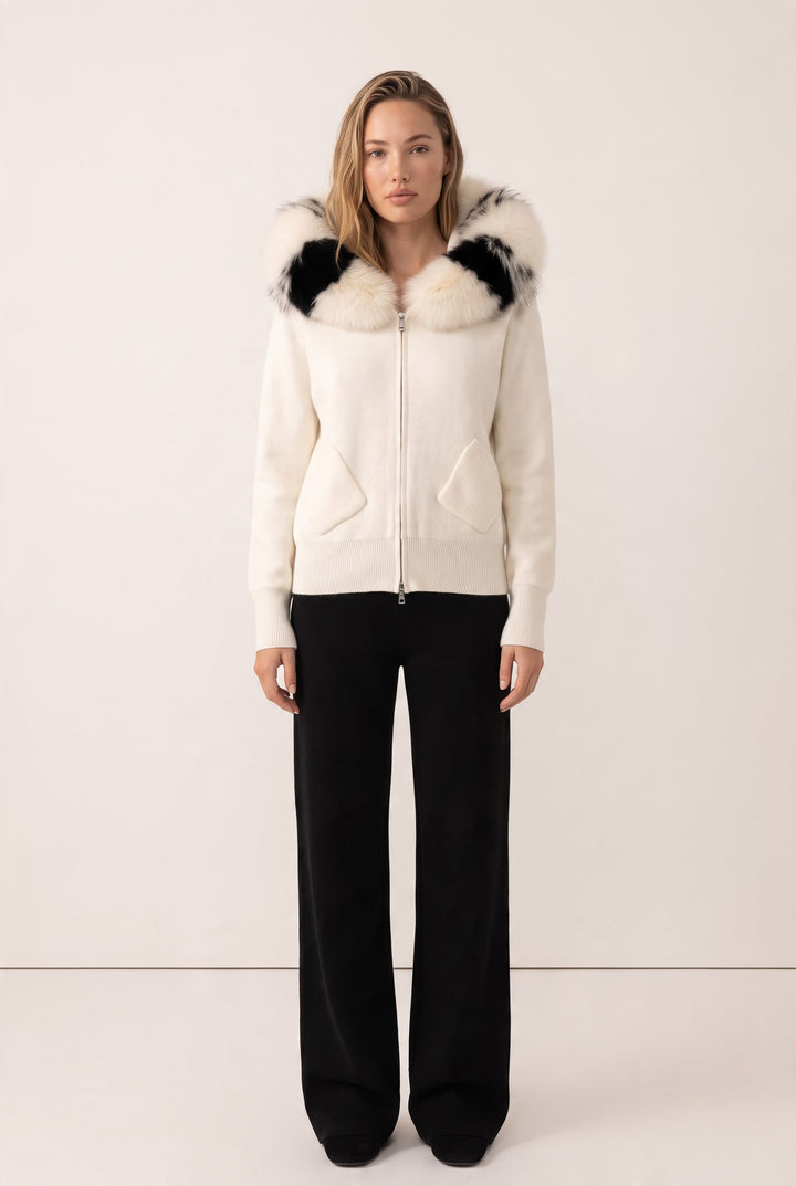 Seraphina Fur-Trimmed Knit Jacket