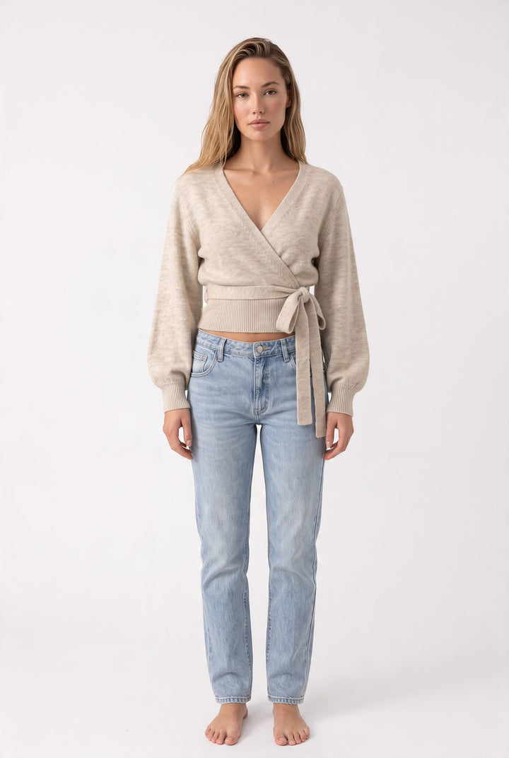 Valeria Elegant Wrap Knit Top