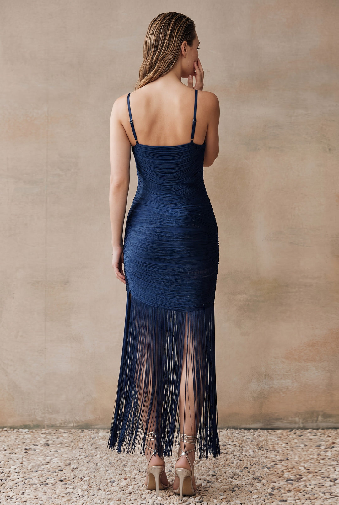 Elara Fringe Midi Dress