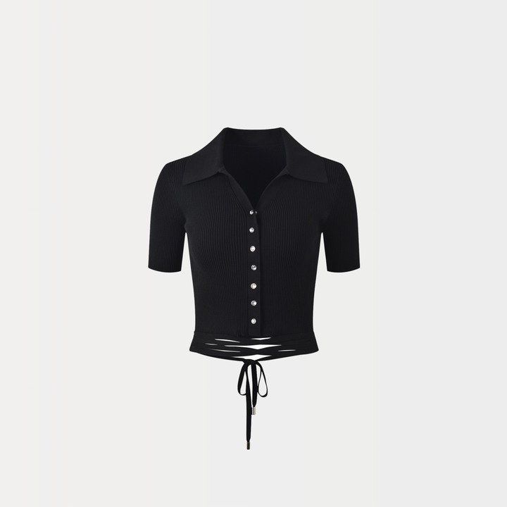 Noir Buttoned Crop Top