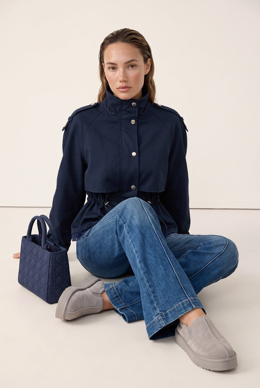 Elara Lace-Trim Utility Jacket