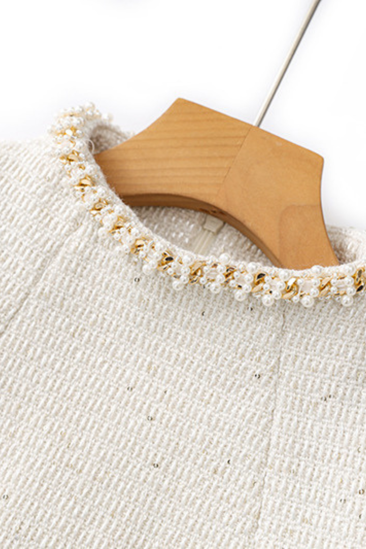 Tweed Elegance Beaded Mini Dress