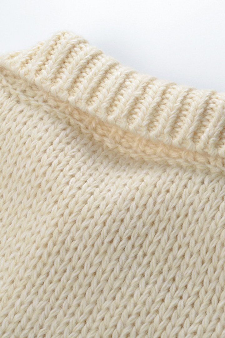 Alpine Charm Cable Soft Wool Wooden Buttoned Cardigan Jacket