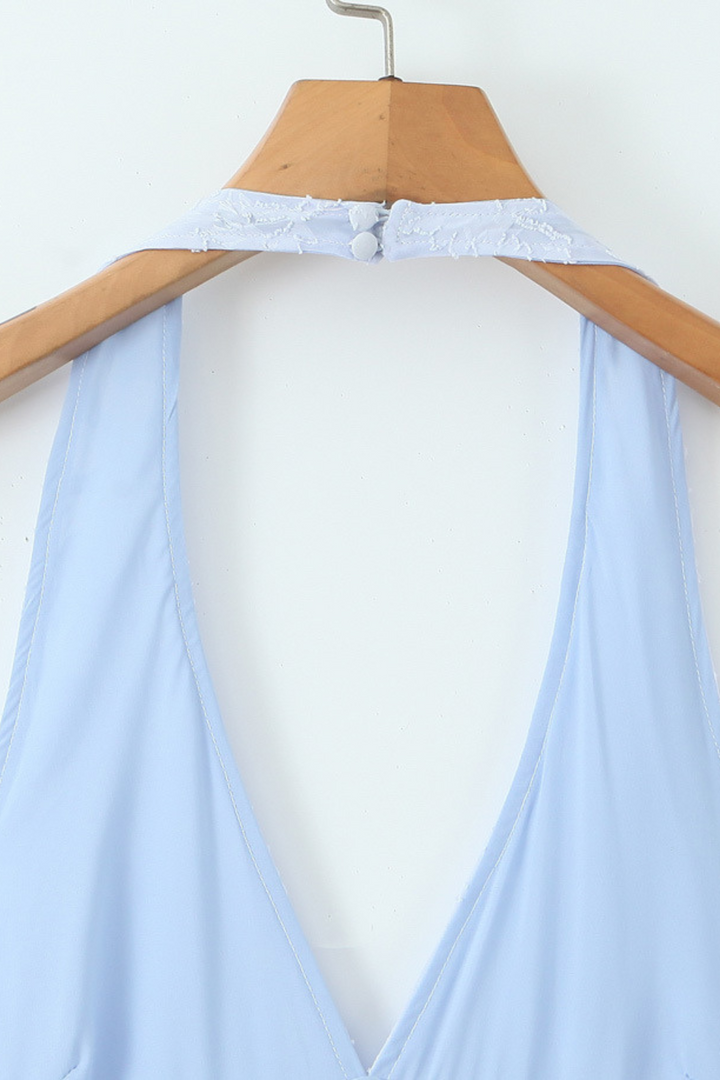 Lily - Elegance Halter Lace Backless Midi Dress