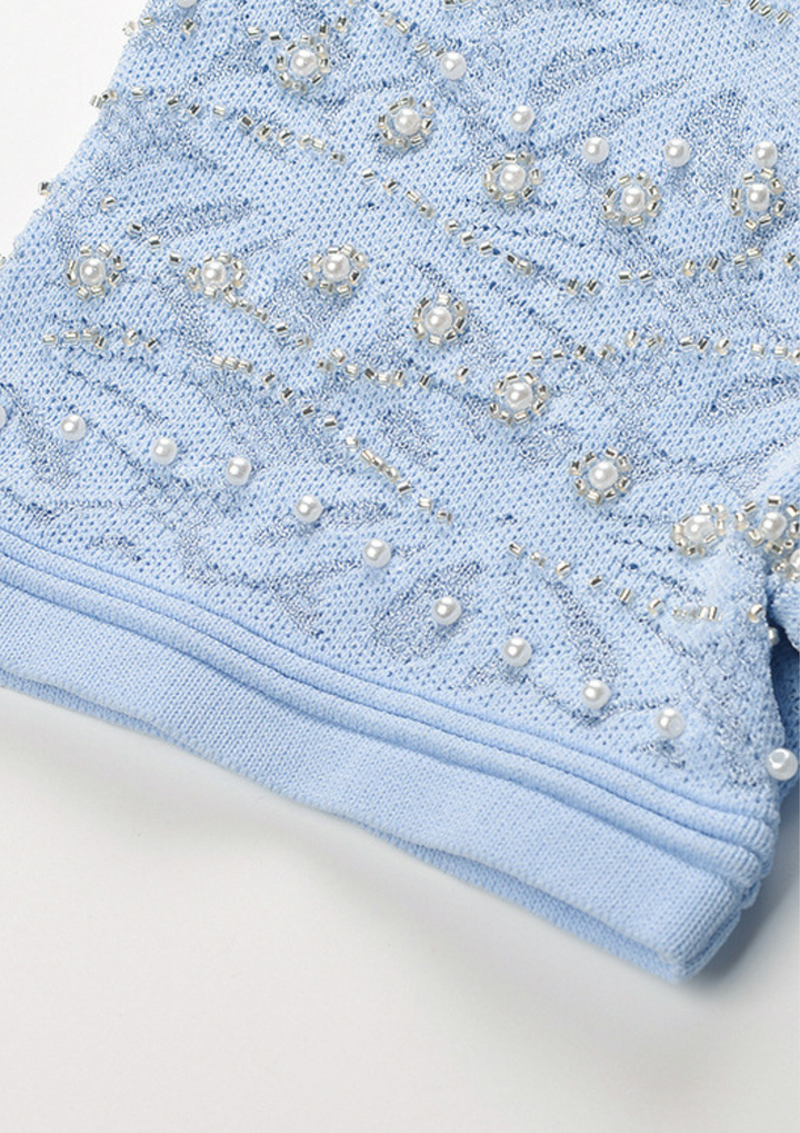 Celeste Pearl Lace Pleated Maxi Dress