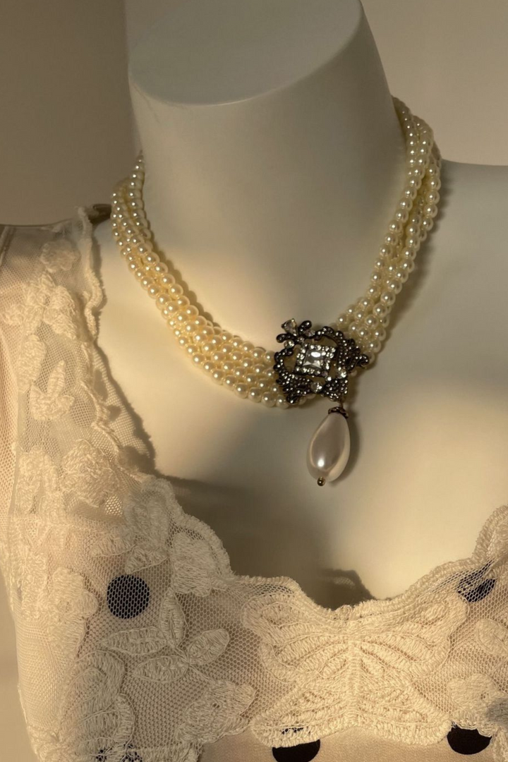 Amélie Vintage Polka Dot Lace Maxi Dress