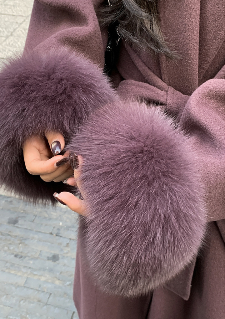 Aurelia Fox Cuff Long Cashmere Wool Coat