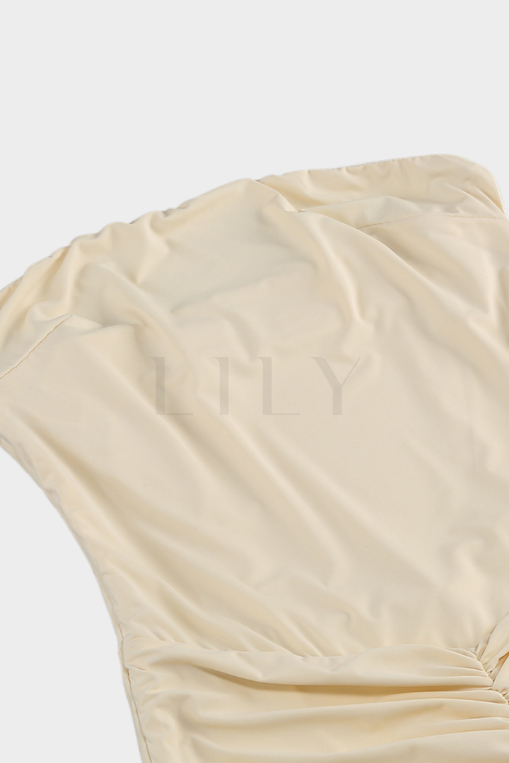 Katie Mesh Ruched Off Shoulder Sheer Maxi Dress