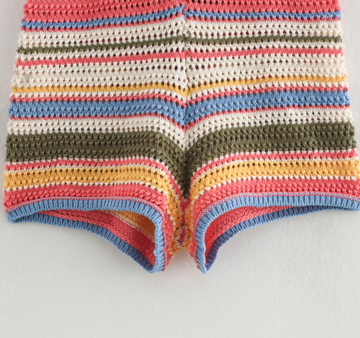 Sunset Stripe Hollow Knit Set