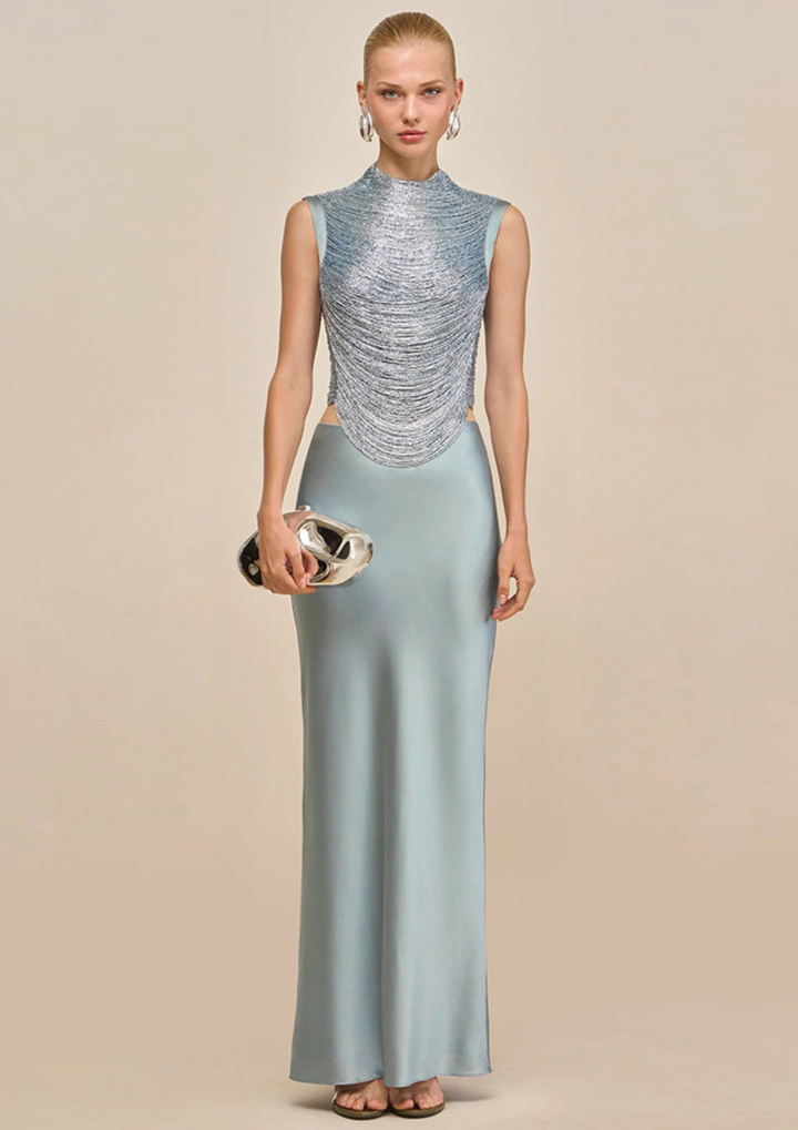 Shimmer Ruched Satin Mermaid Gown