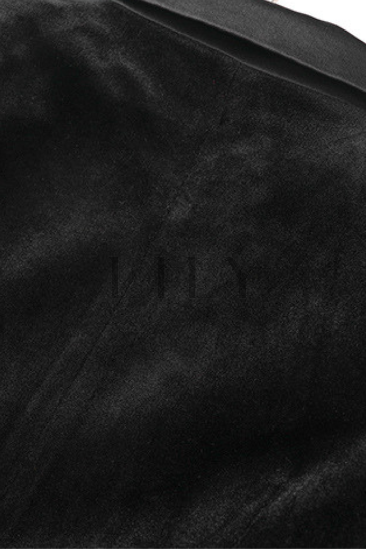 Noir Velvet  Ostrich Feather Cuffs Blazer