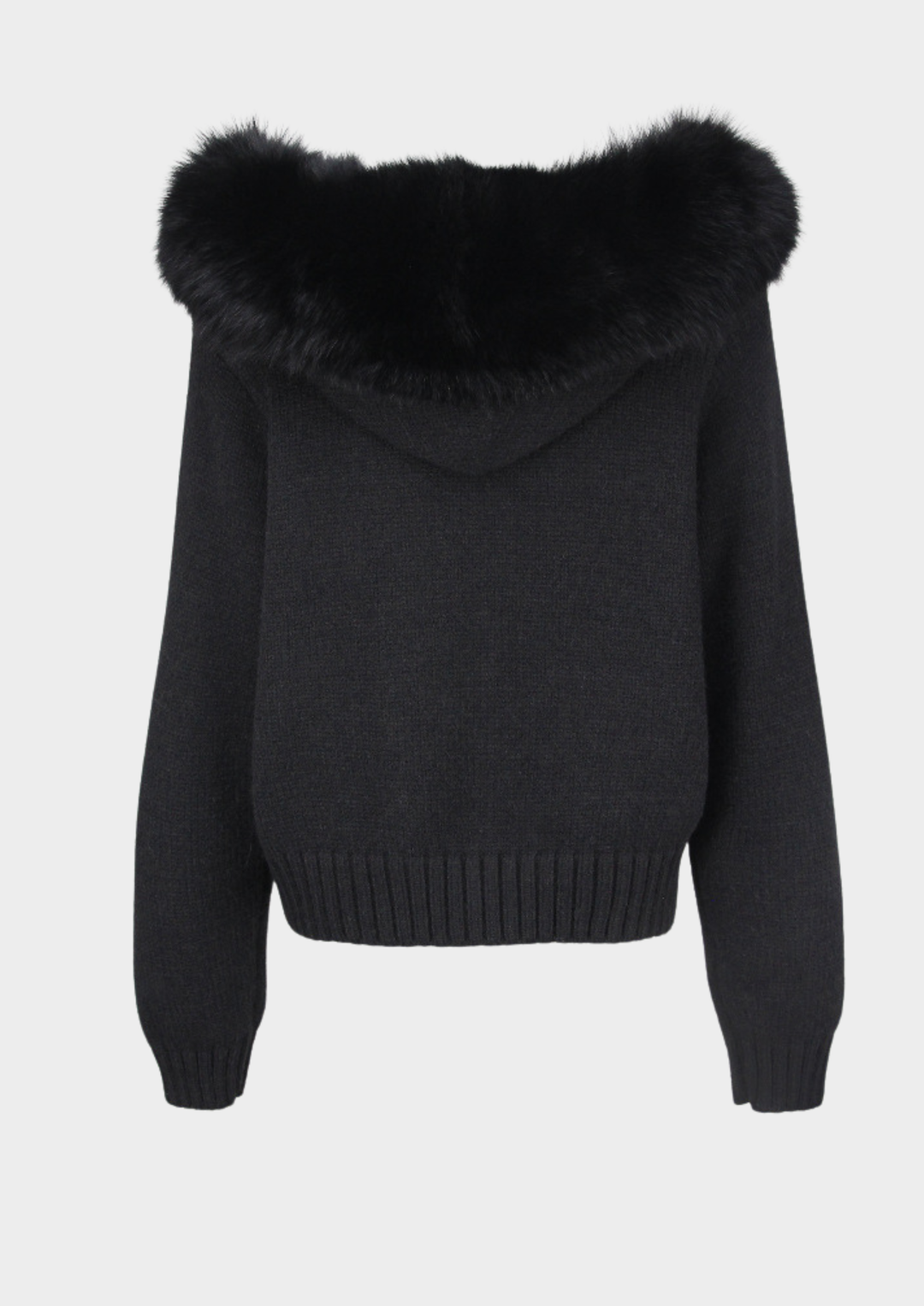 Large Fur Collar Hooded Zipper  Jacket Top