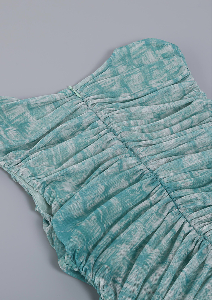 Ocean Mist Ruched Mini Dress