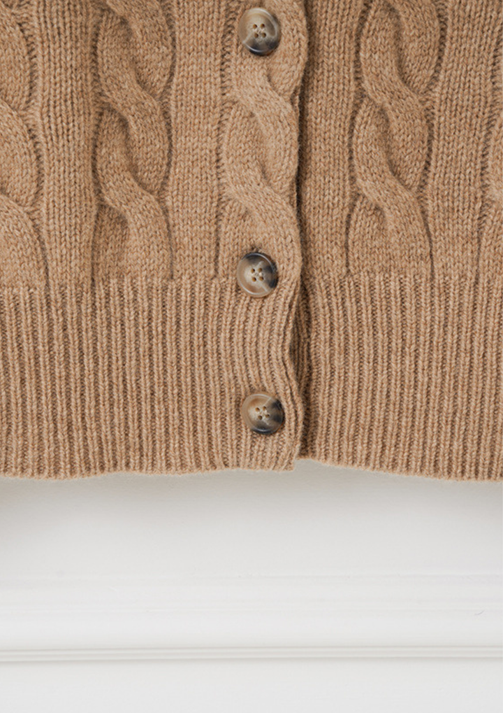 Classic Cable Knit Wool Cardigan