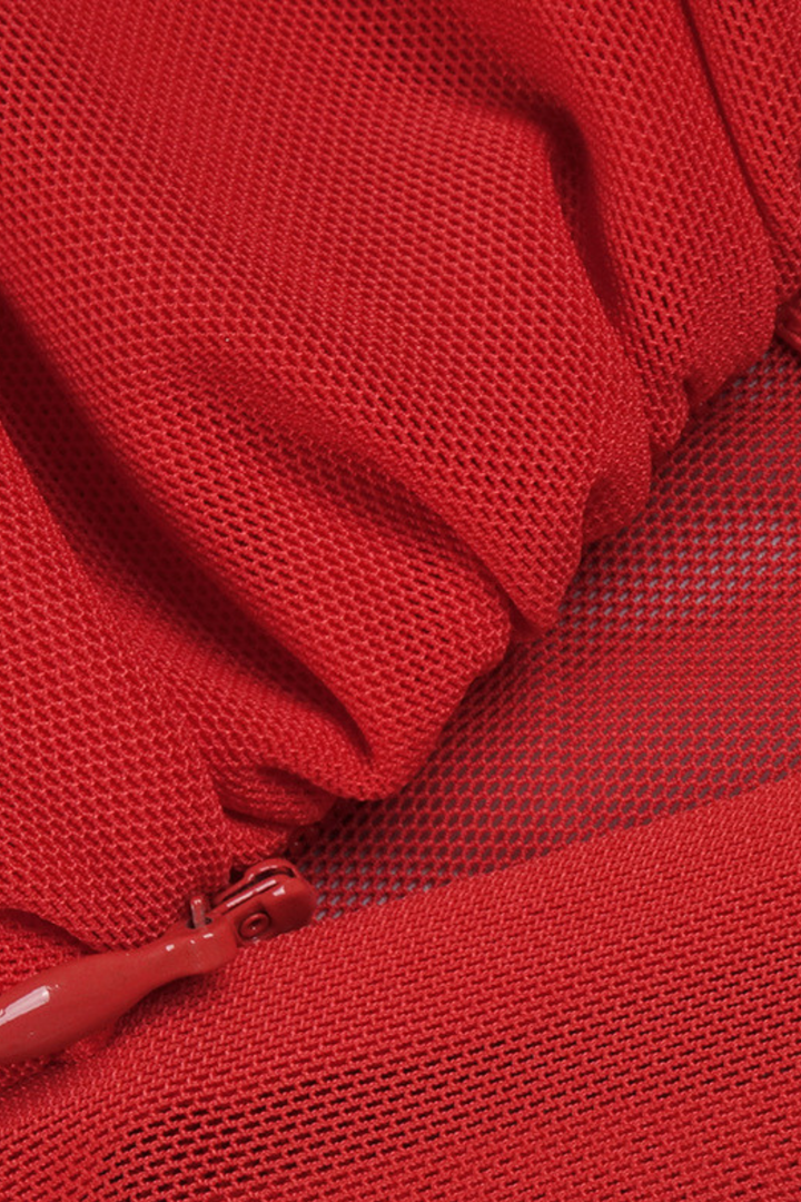 Fiery Muse Strapless Sheer Mesh Maxi Dress