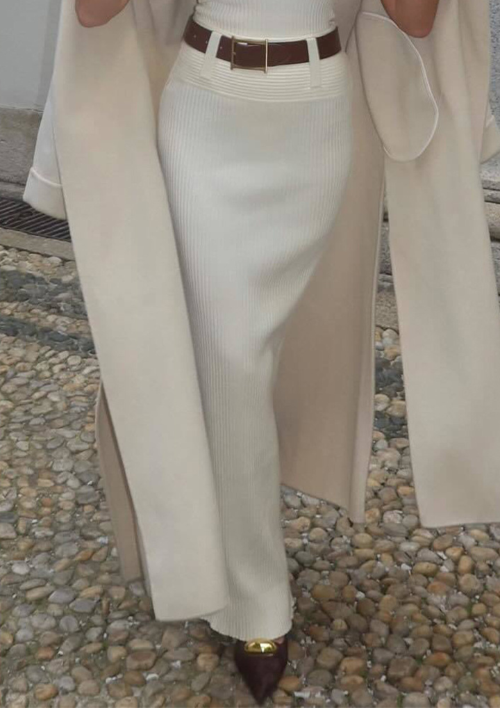 Éliana Wool Knit Polo Bodysuit & Skirt Set