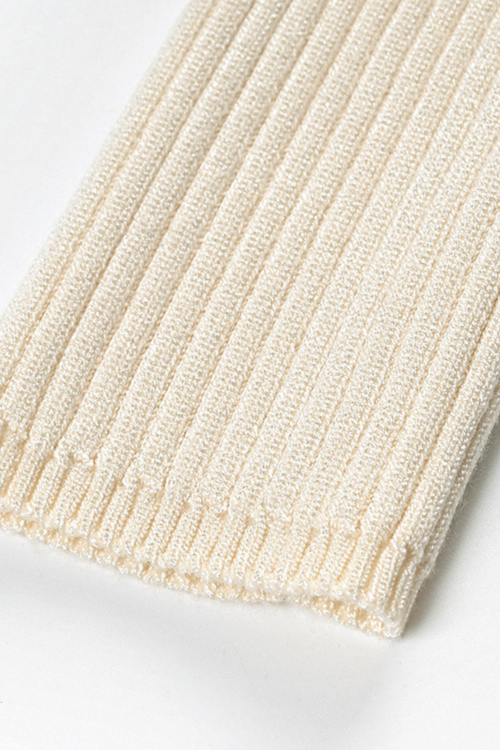 Desert Contrast Soft Wool V Neck Button Up  Top