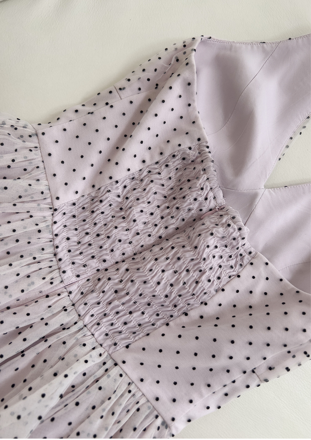 Petal Dusk Polka Mesh Maxi Dress