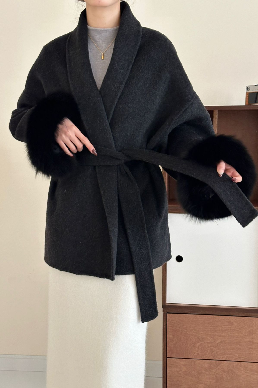 Siena Soft Wool  Cuff Shawl Wrap Coat