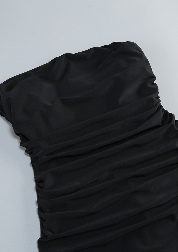 Rosalie Sheer Ribbon Strapless Maxi Dress