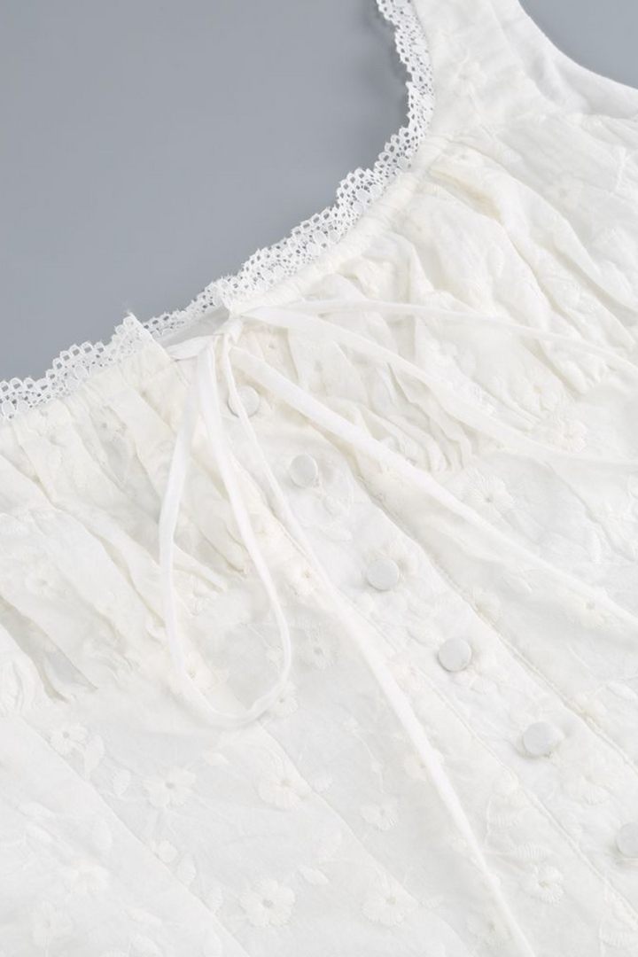 Ivory Bloom Peplum Embroidered Mesh Maxi Skirt Set