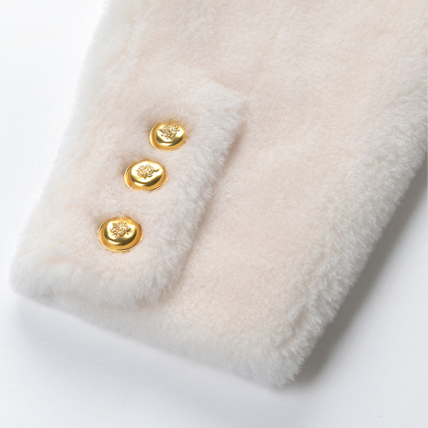 Ivory Lamb Wool Gold Button Cardigan Jacket