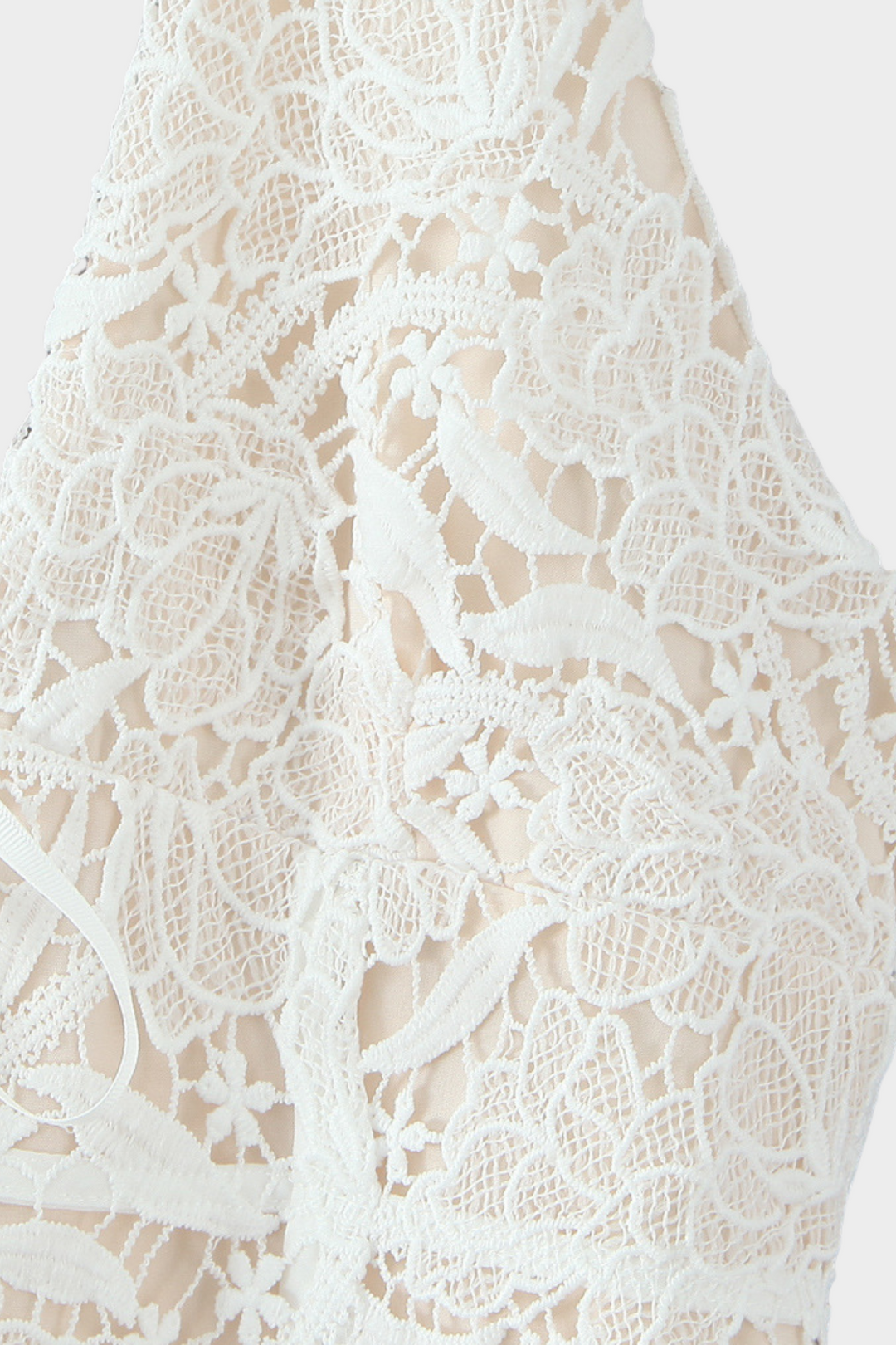 Ivory Apricot  Bloom Lace Halter Cute Mini Dress