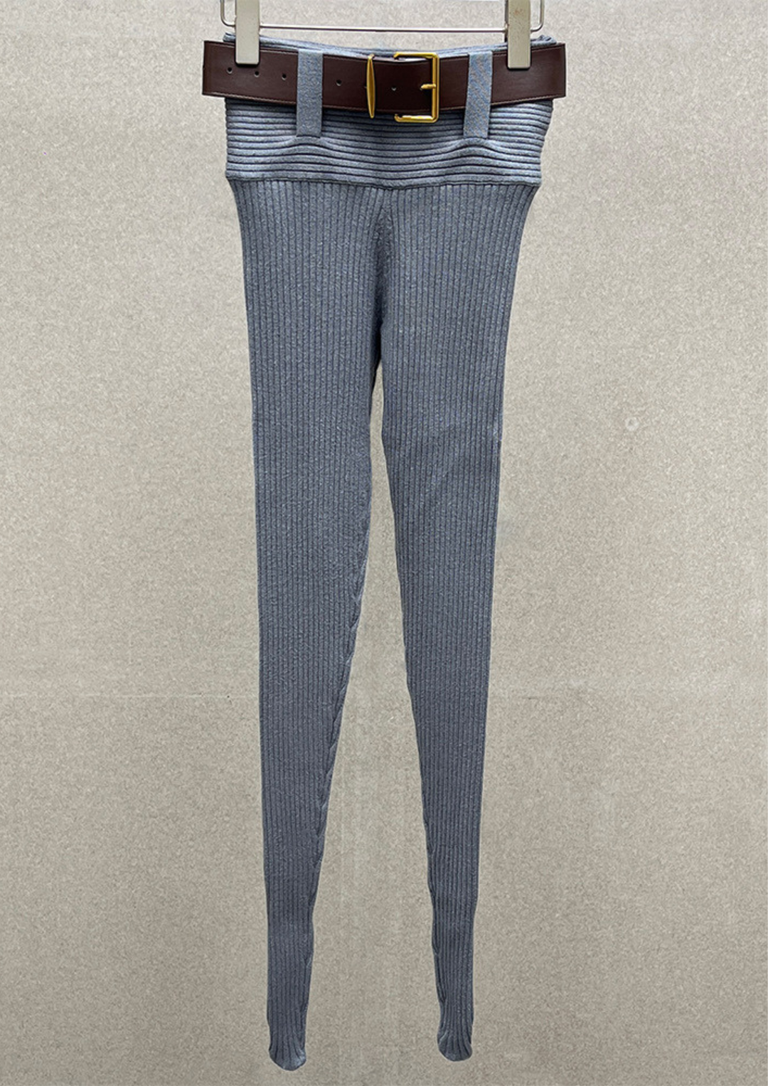 Eliana Wool Ribbed Knit Bodysuit & Legging Adjustable Belt  Set