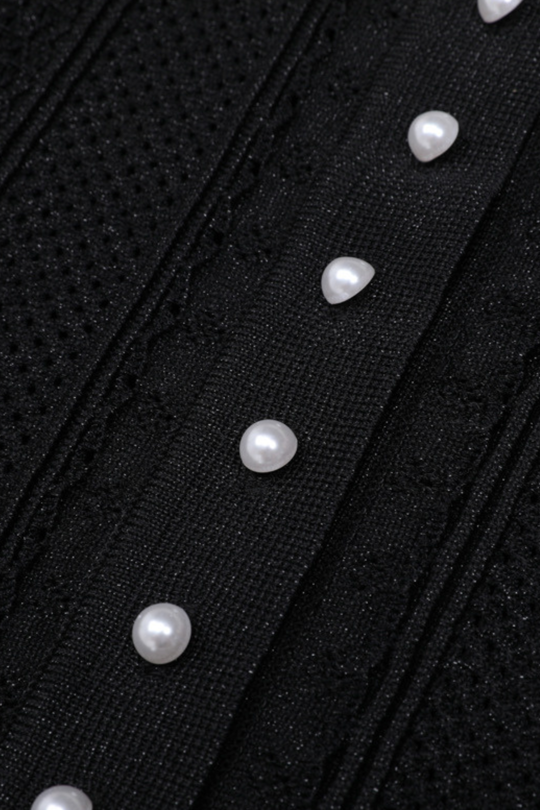 Pearl Luxe Buttoned Textured Knit Maxi Skirt Set