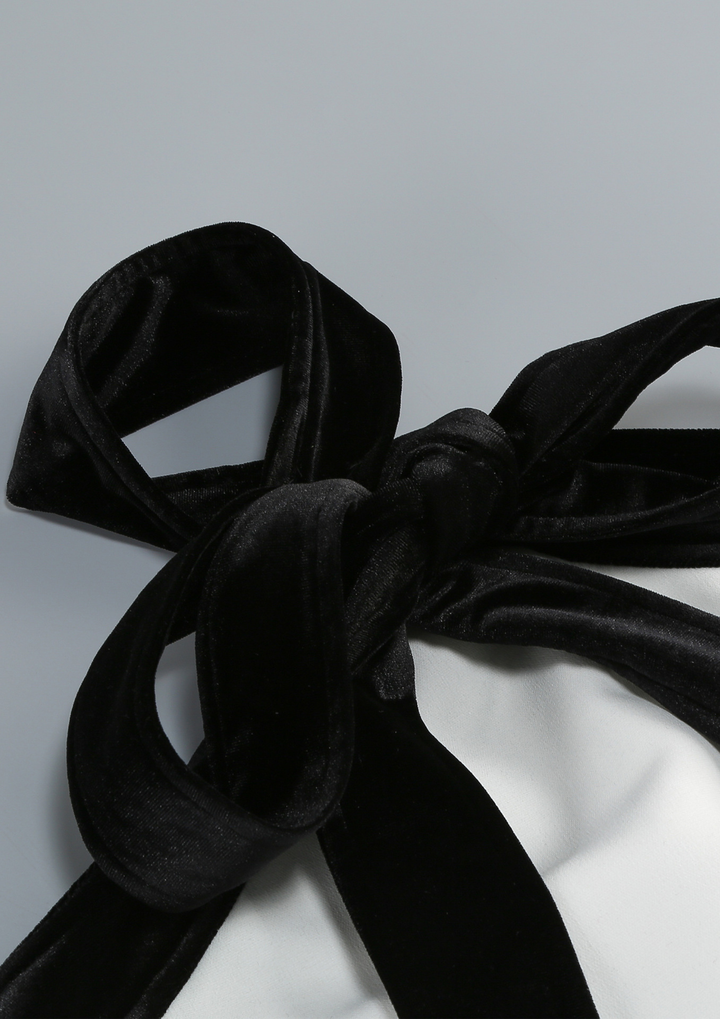 Monochrome Bow Halter Mini Dress