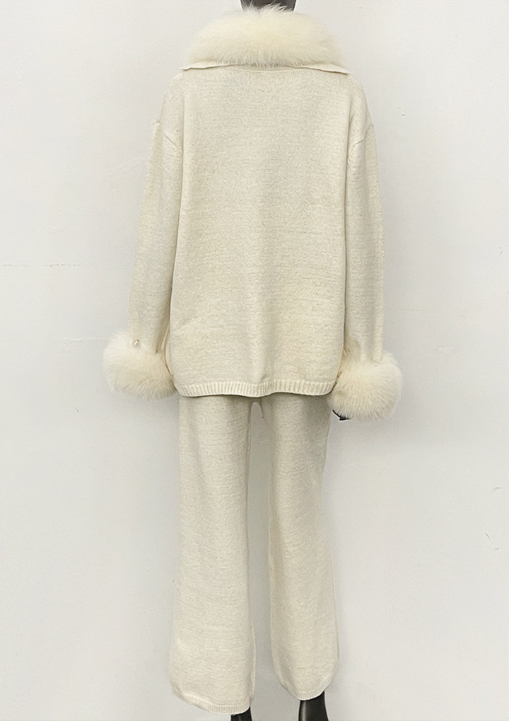 Serena Fur Collar Knit Set