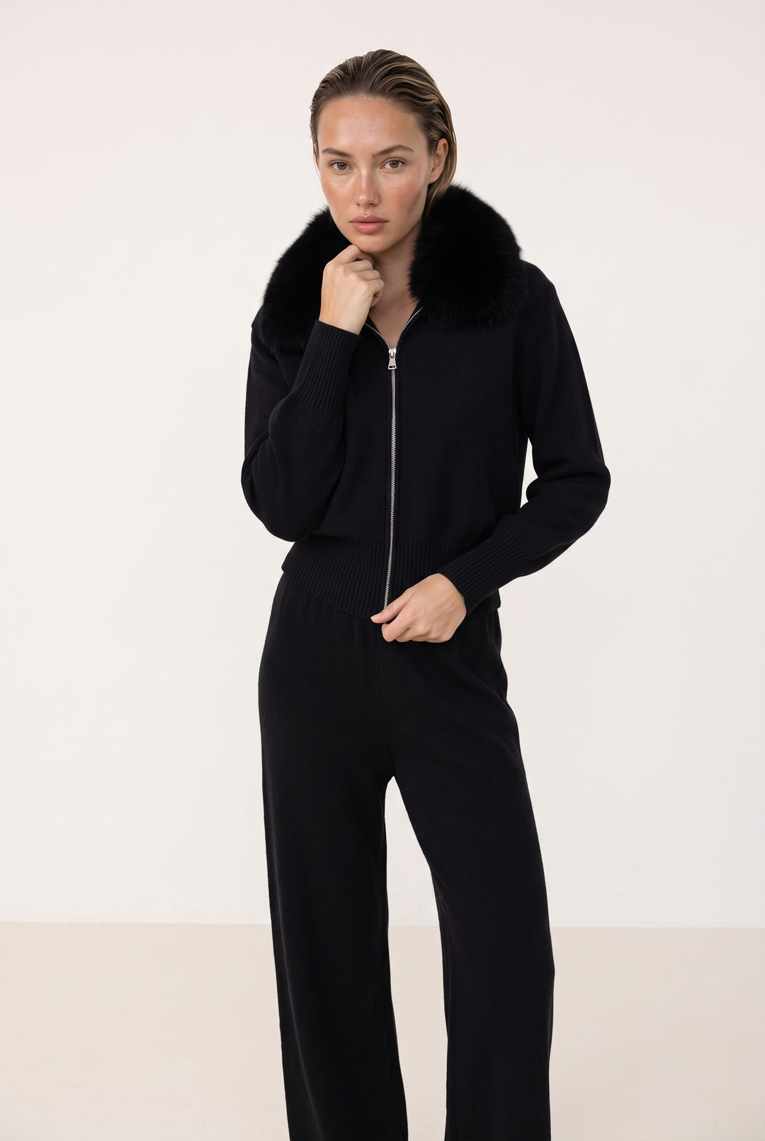 Celeste Fur Collar Knit Set
