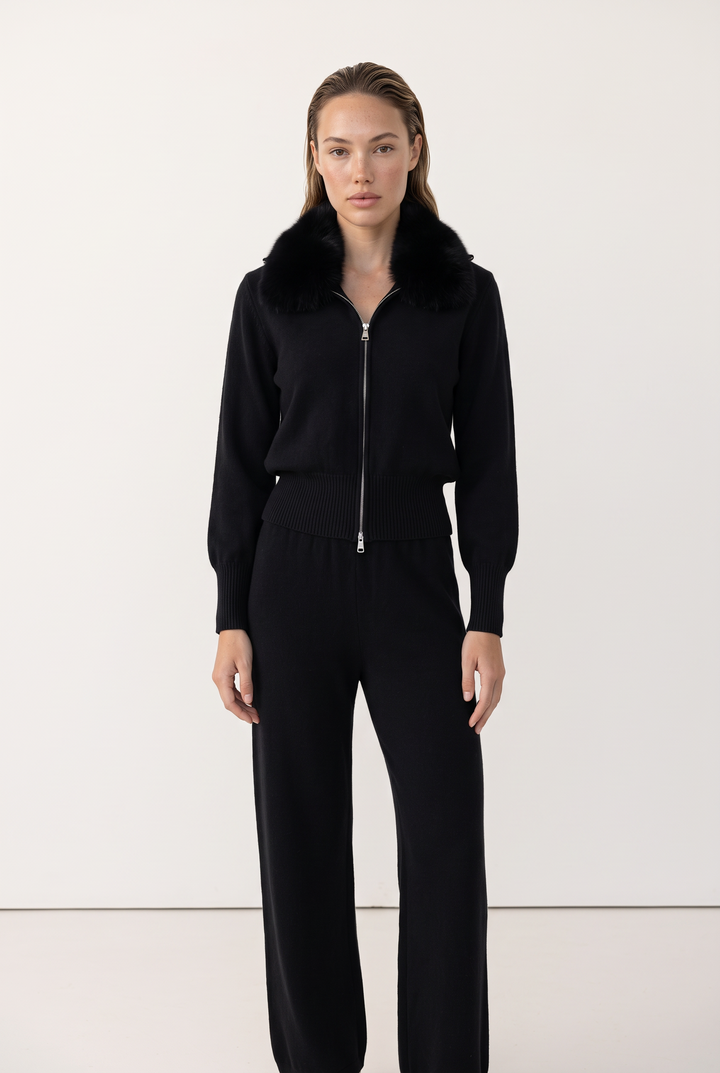 Celeste Fur Collar Knit Set
