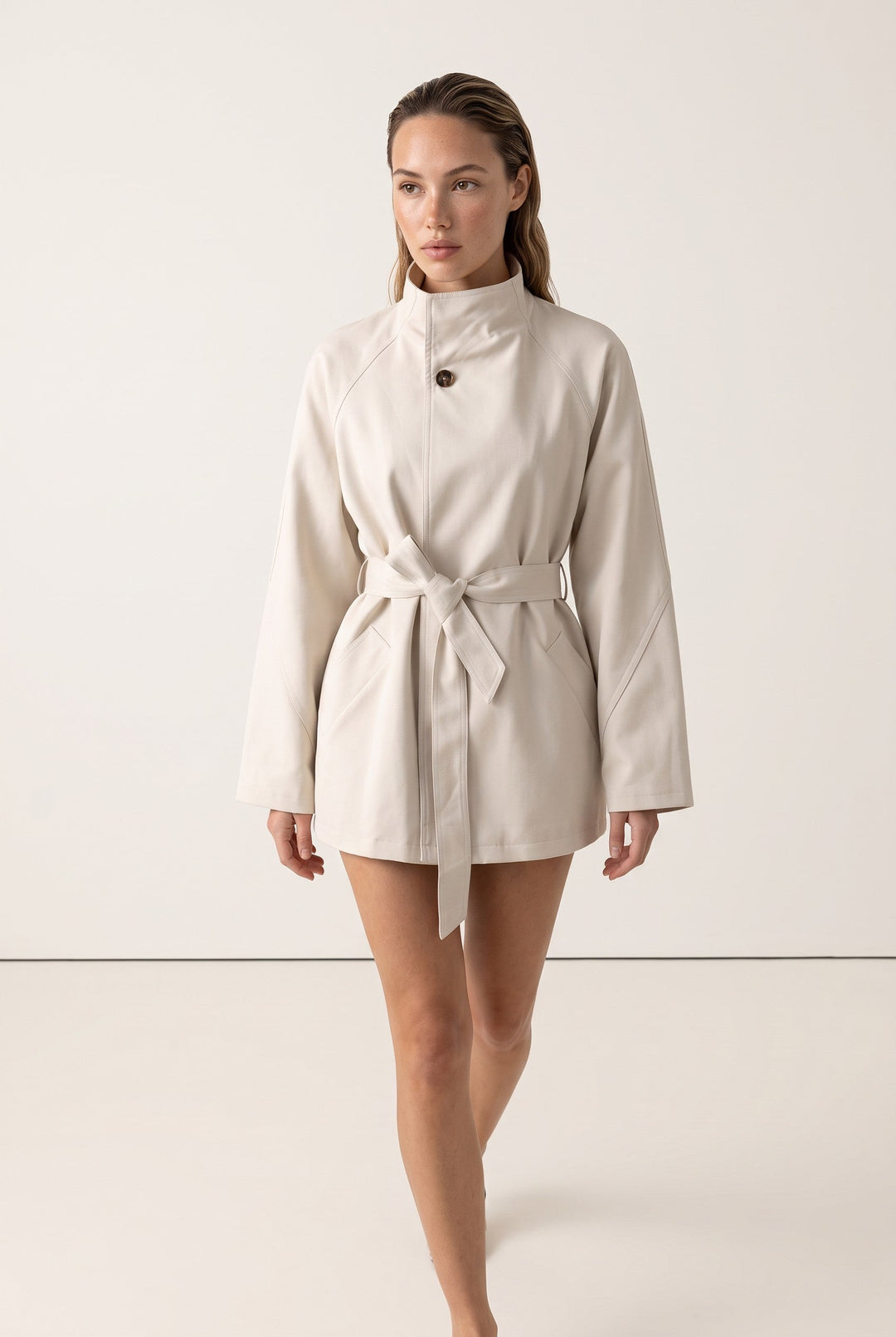 Aurelia Belted High-Neck Jacket