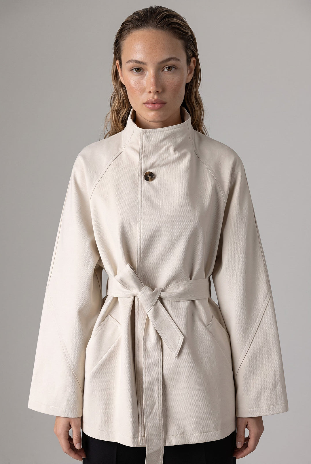 Aurelia Belted High-Neck Jacket