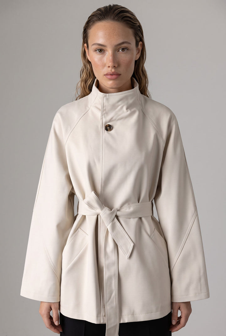 Aurelia Belted High-Neck Jacket
