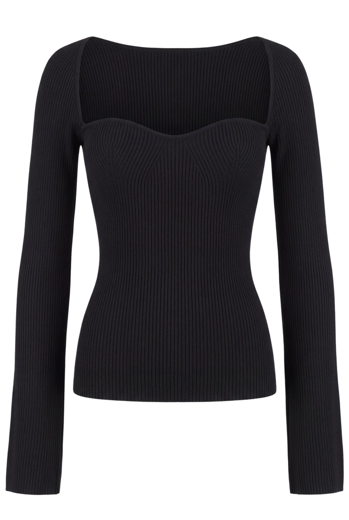 Curved Hem Slim Fit Essential Sweater Top