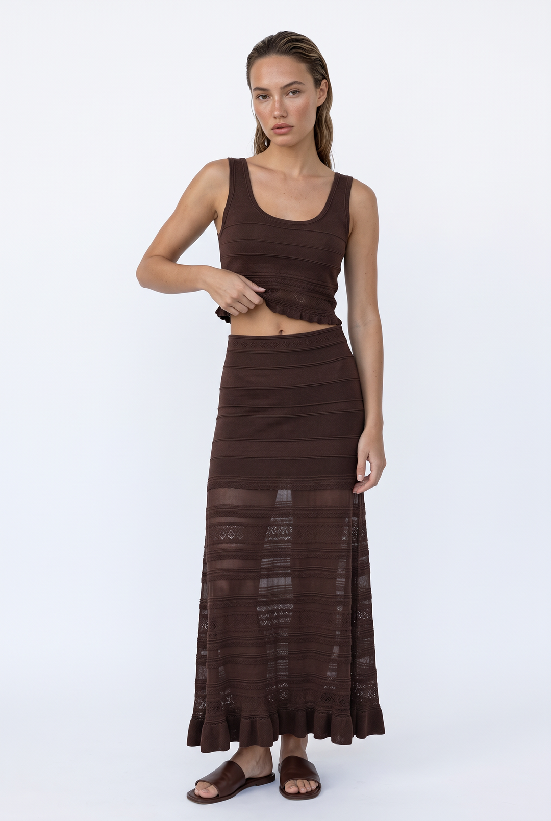 Lace Knit Maxi Skirt Set