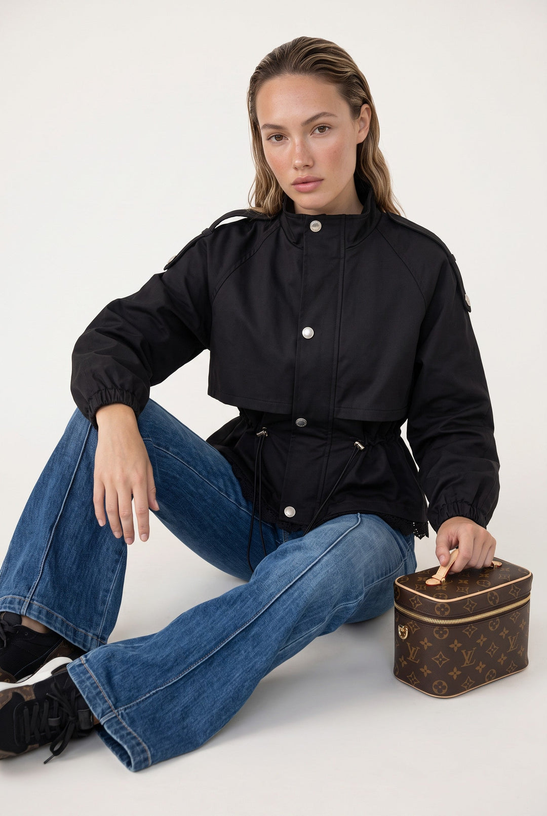 Elara Lace-Trim Utility Jacket