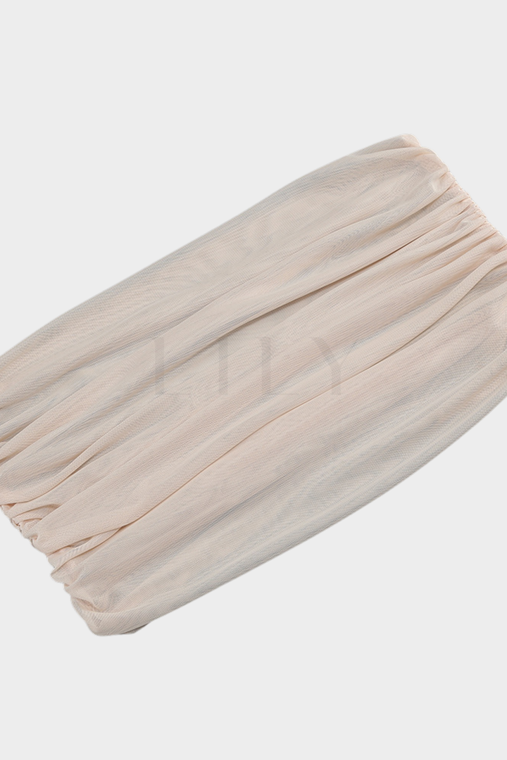 Katie Mesh Ruched Off Shoulder Sheer Maxi Dress