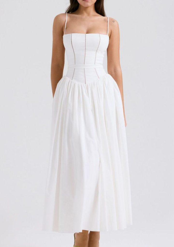 Valeria Bodice Maxi Dress - Pure White