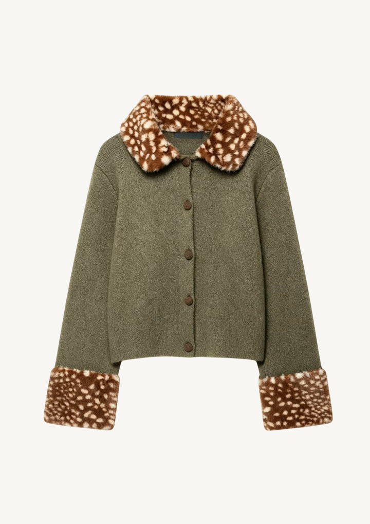 Celine Deer Print Fur Jacket Top