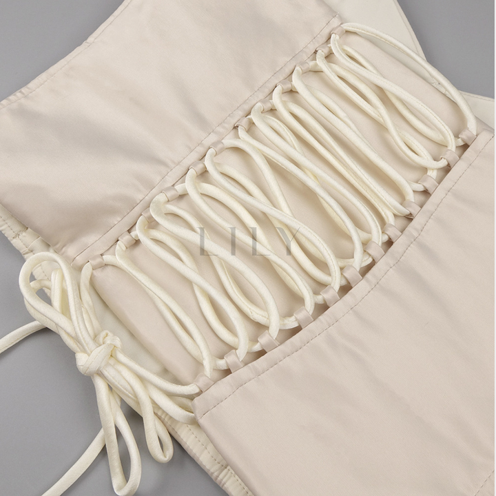 Strapless Chiffon Soft Ruffles Corset Maxi Dress