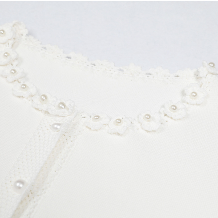 Pearl Trim Elegance Maxi Dress